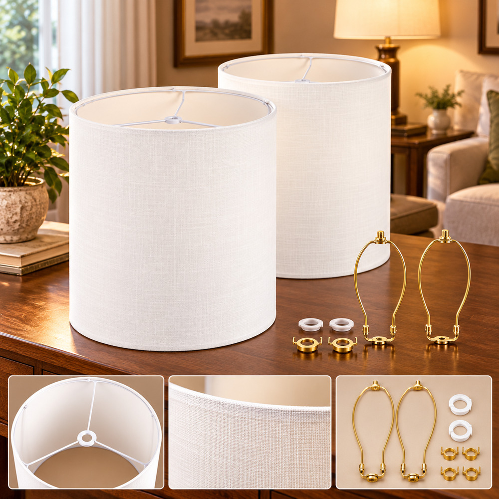 2-Pack White Tall Drum Lamp Shades β 11" x 12" Table & Floor Lamp Shades